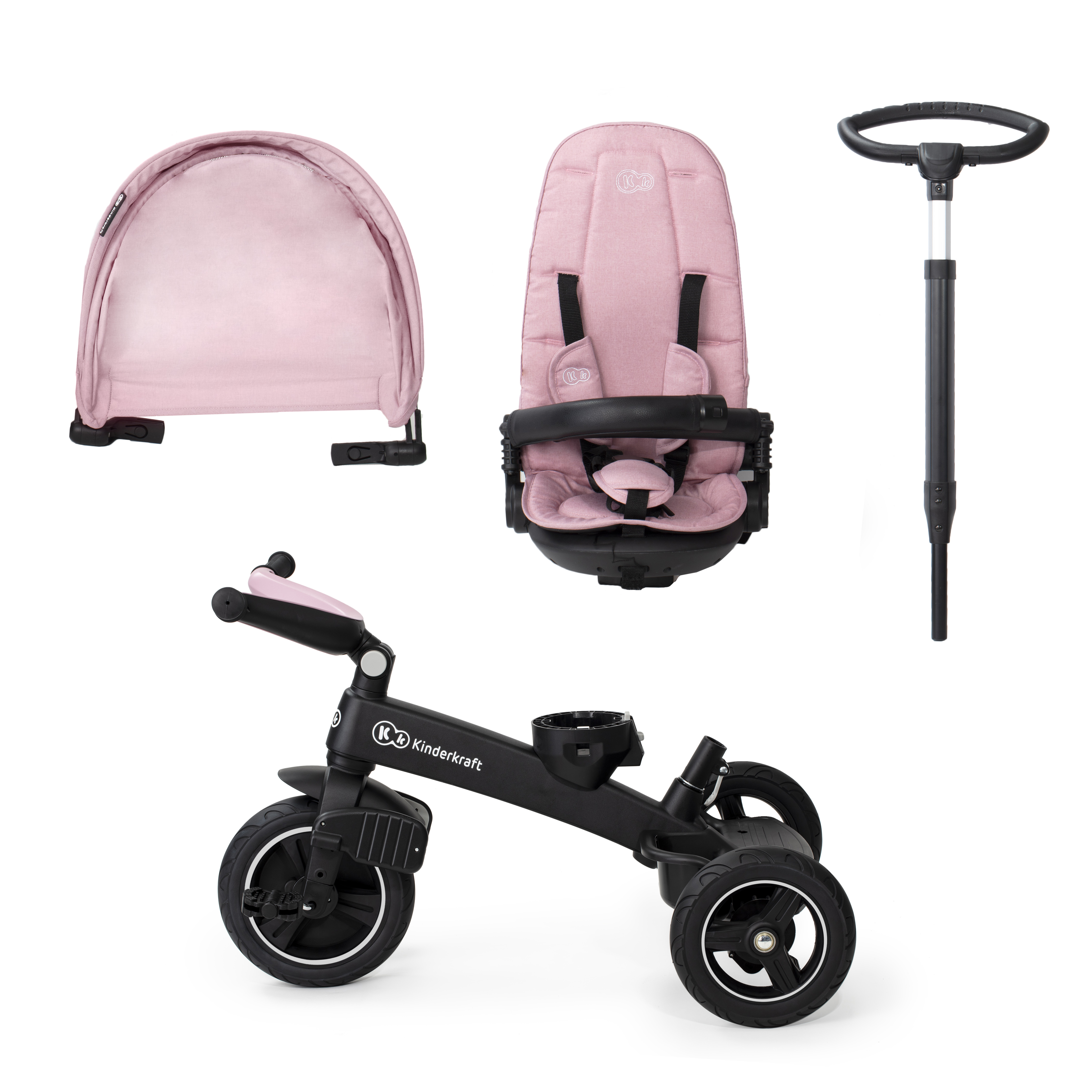 Kinderkraft EASYTWIST Tricycle enfant évolutif 5 en 1 Couleur Rose